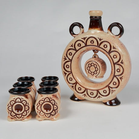 Set pentru Tuica, Ceramica Kumanioc,1200ml si 6 pahare - 100 ml