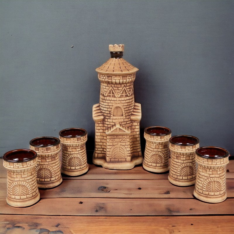 Set pentru servire bauturi ceramica, Castel, 1.2 L cu 6 pahare 80 ml