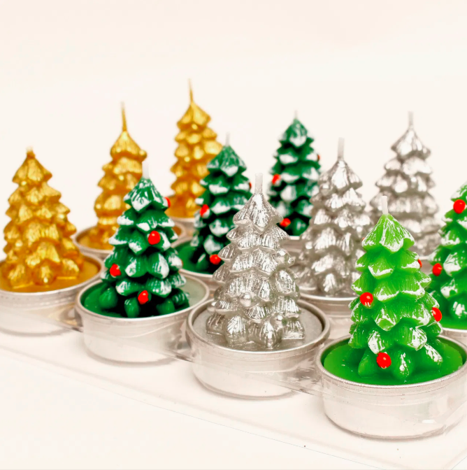 Set 4 lumanari de Craciun Braduti,6 cm, Multicolor