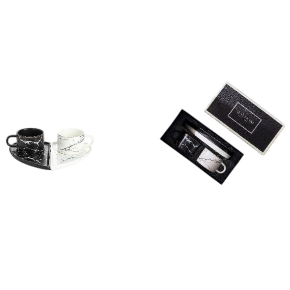 Set Cesti espresso 90 ml + farfurioare , Inima Marmotat , Luxury Collection
