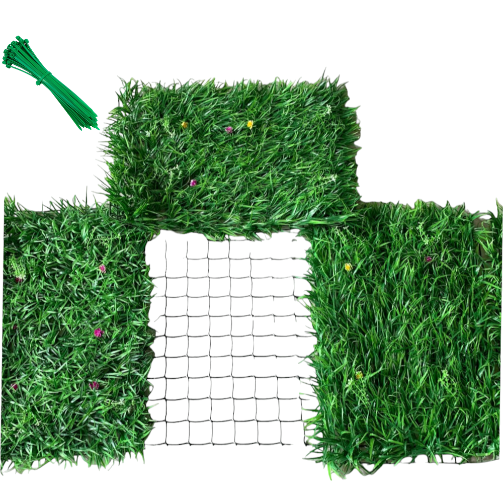 Set Plasa de Catarare +12 Panouri Gazon Artificial 60x40 cm si Prindere