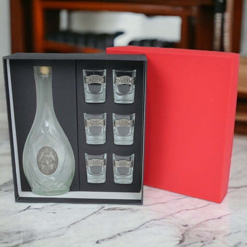 Set Cadou sticla cu pahare in cutie, Tuica Prune , 500 ml
