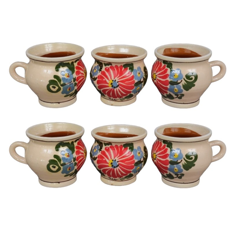 Set 6 ceşti Traditionale din ceramică, Pictate Manual , 100 ml
