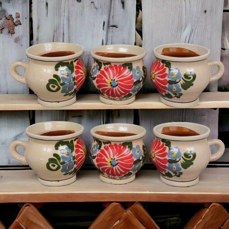 Set 6 ceşti Traditionale din ceramică, Pictate Manual , 100 ml