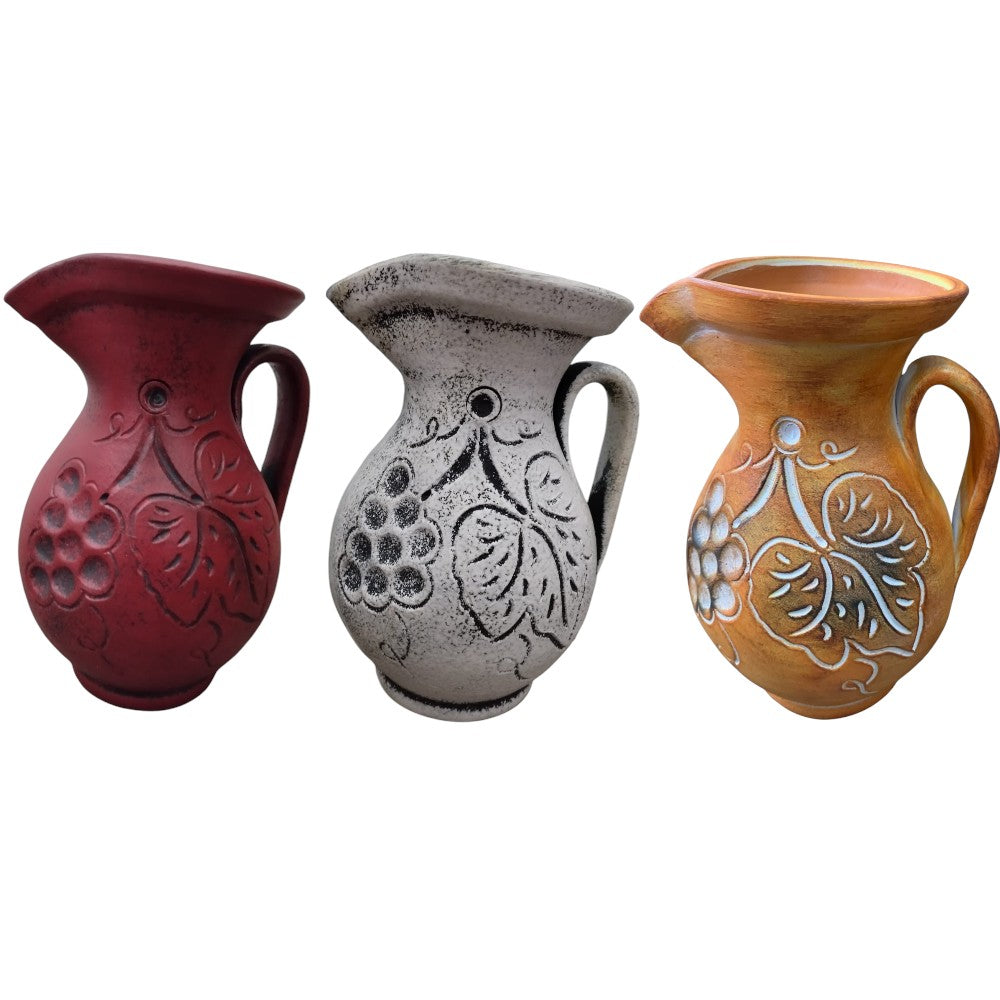 Set 3 Carafe pentru Vin alb, rose si rosu, Ceramica, confectionata manual , 1 Litru