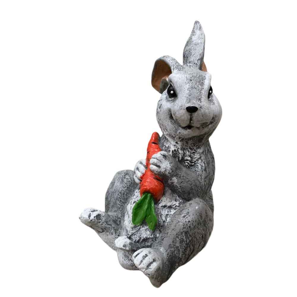 Decoratiune ceramica Iepuras cu morcov,30 cm