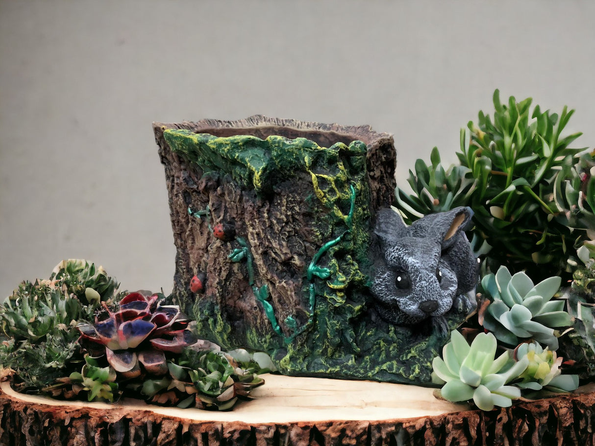 Ghiveci buturuga cu iepuras, Polirasina - 23 cm