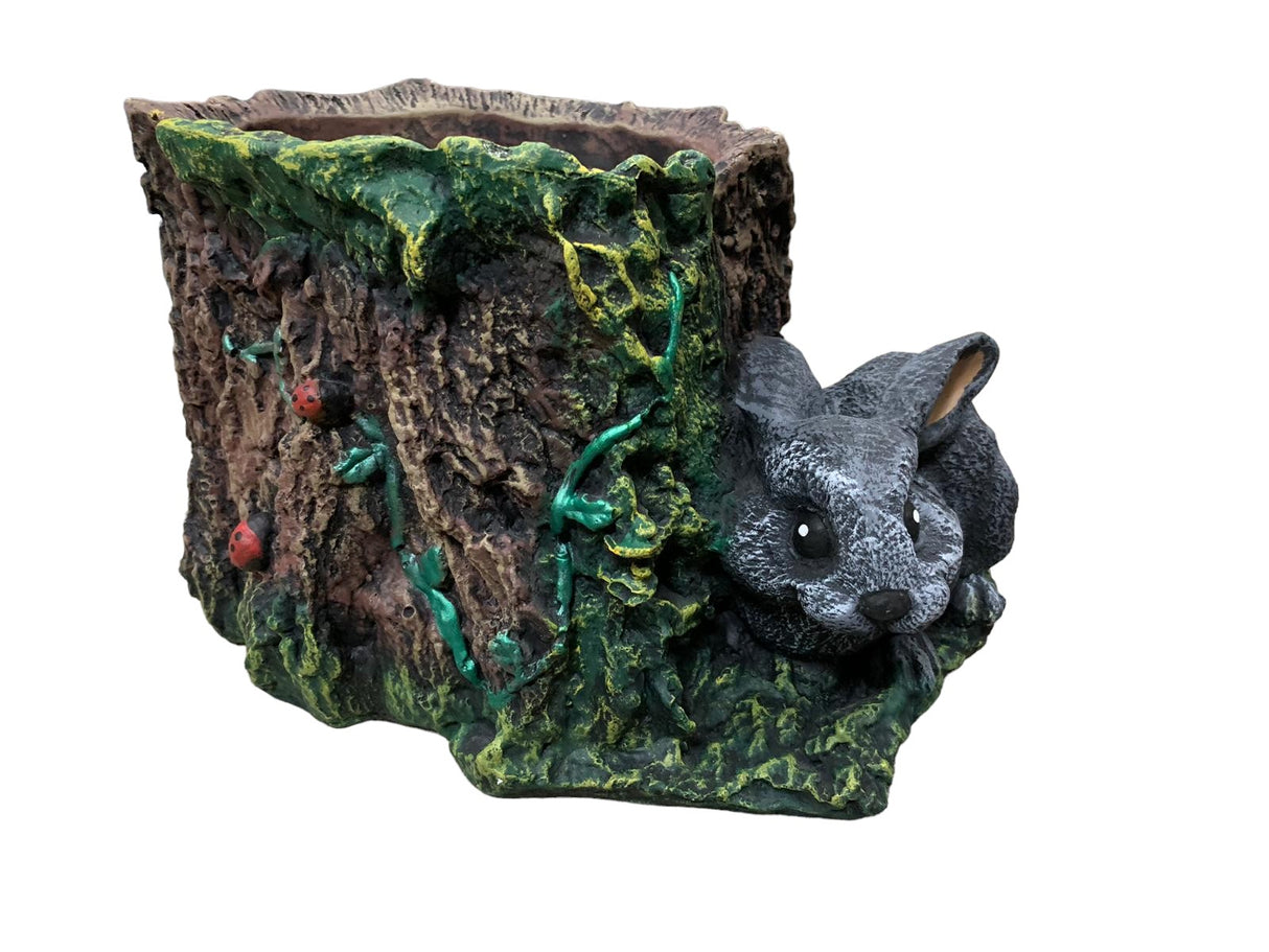 Ghiveci buturuga cu iepuras, Polirasina - 23 cm