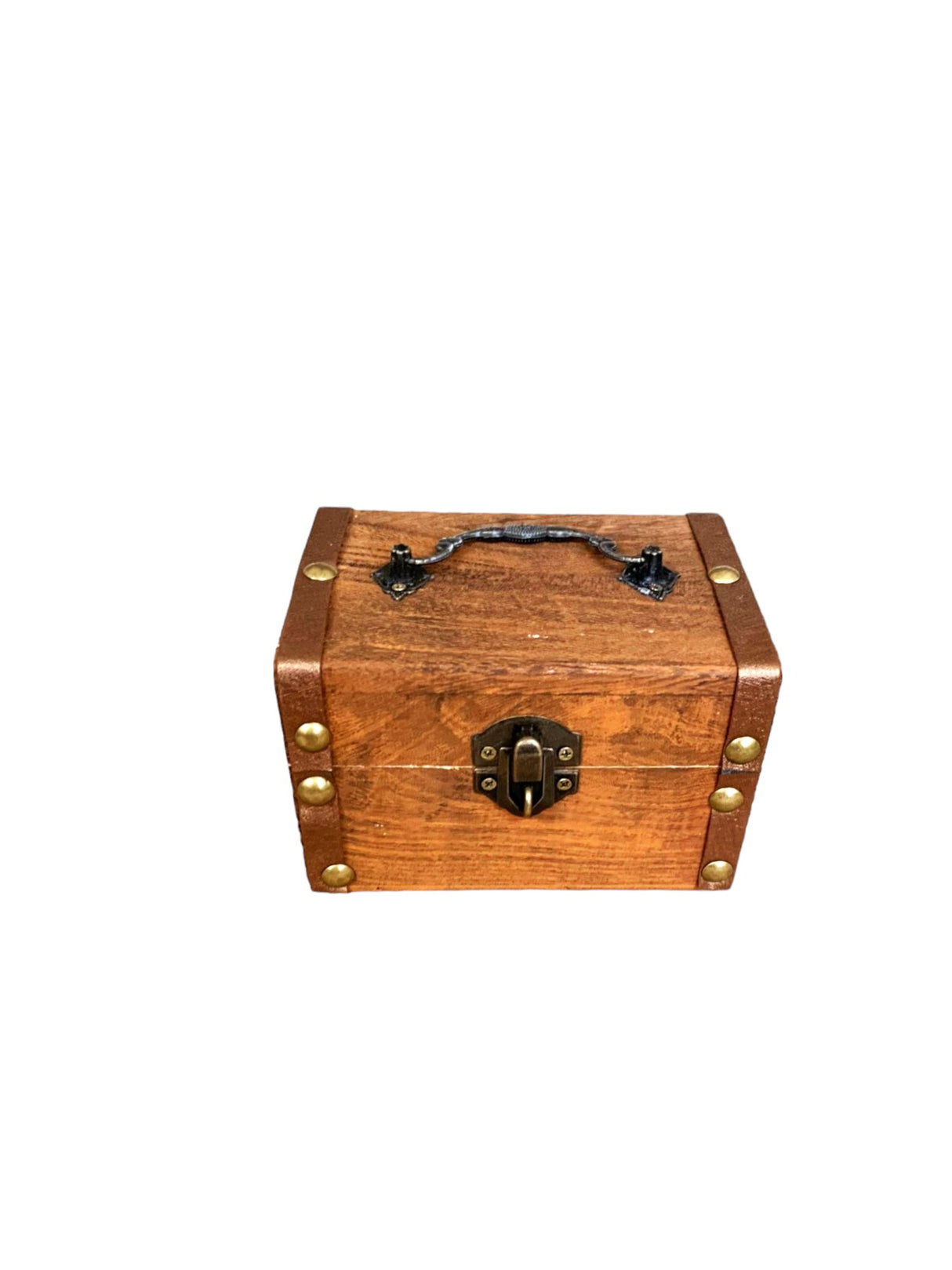 Cutie din lemn antichizata Mica, cu Maner si Incuietoare, 12x9x8 cm