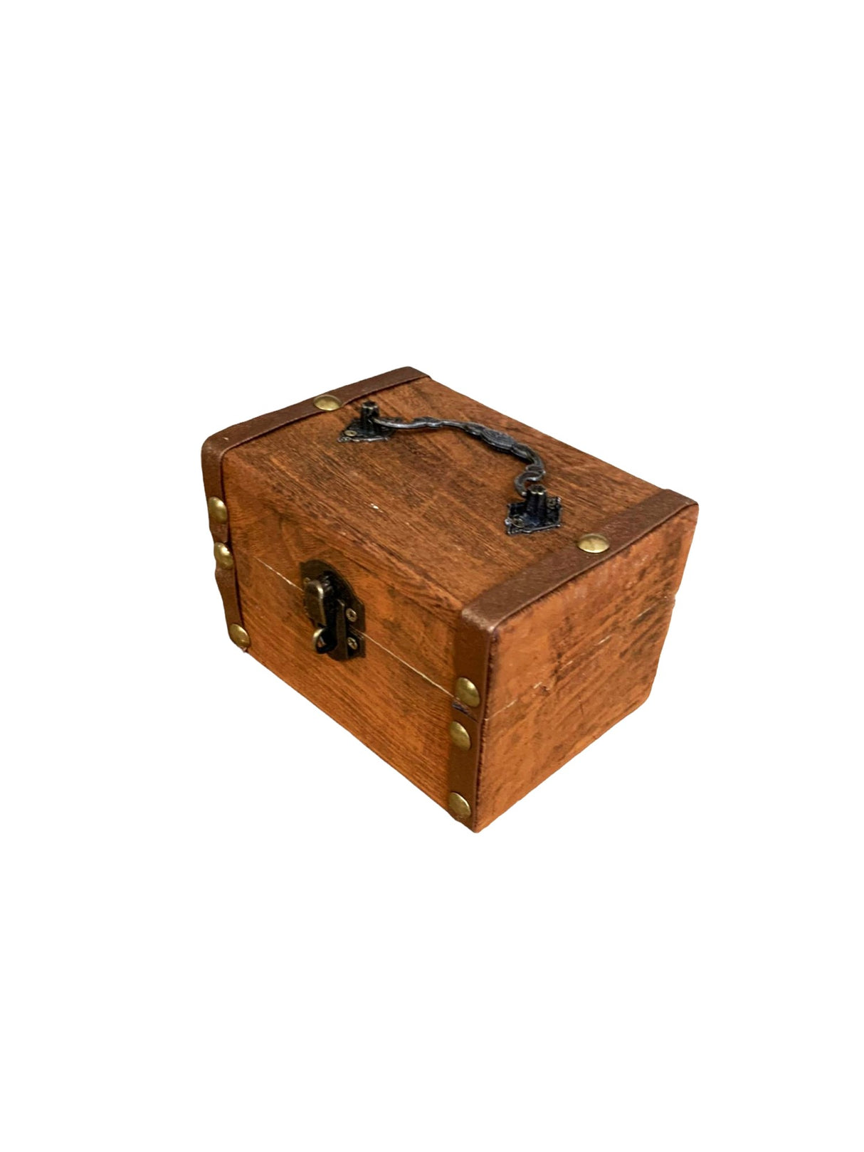Cutie din lemn antichizata Mica, cu Maner si Incuietoare, 12x9x8 cm