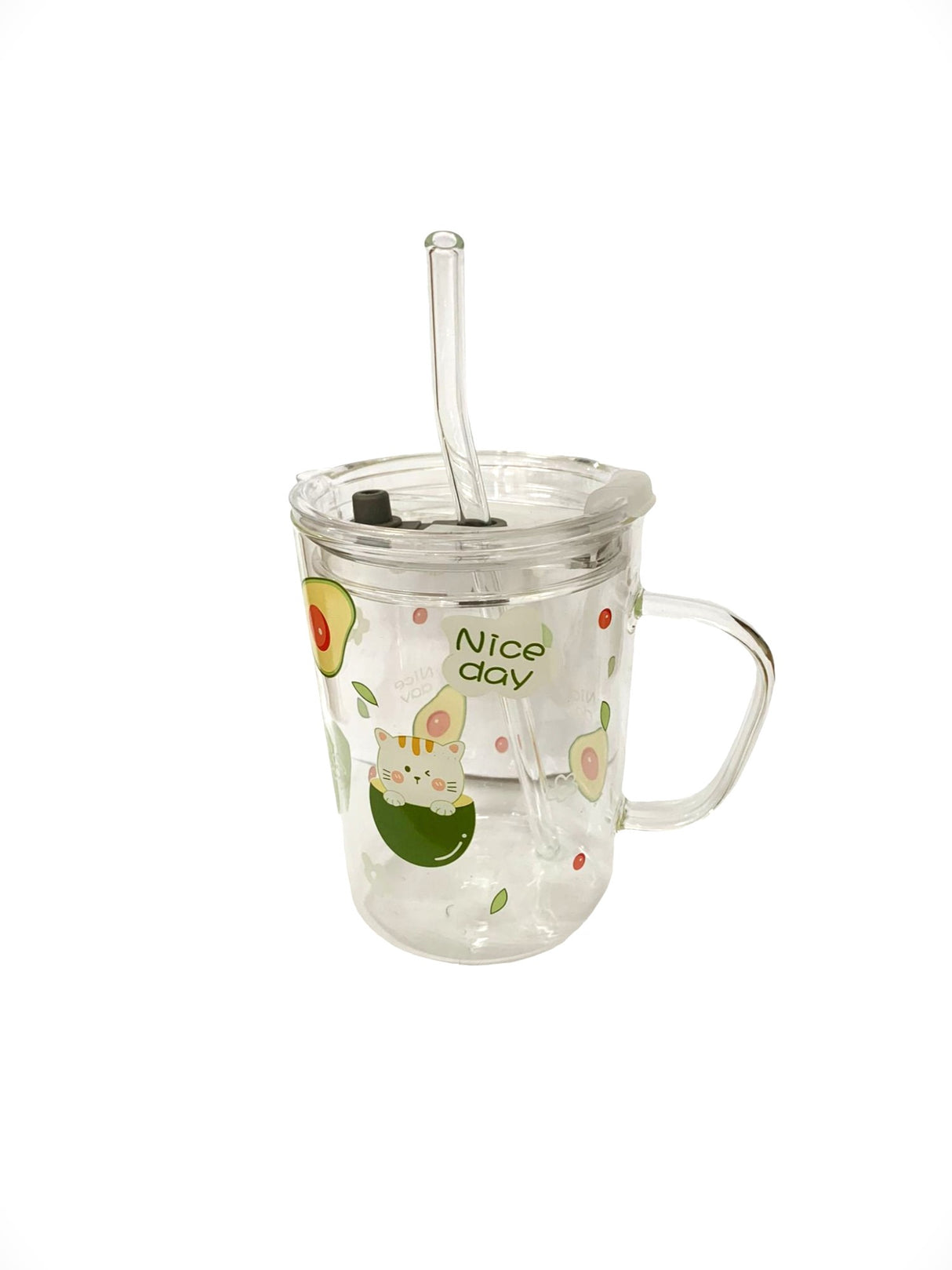 Cana cu Maner si Pai din sticla , Inchidere Ermetica , 350 ml