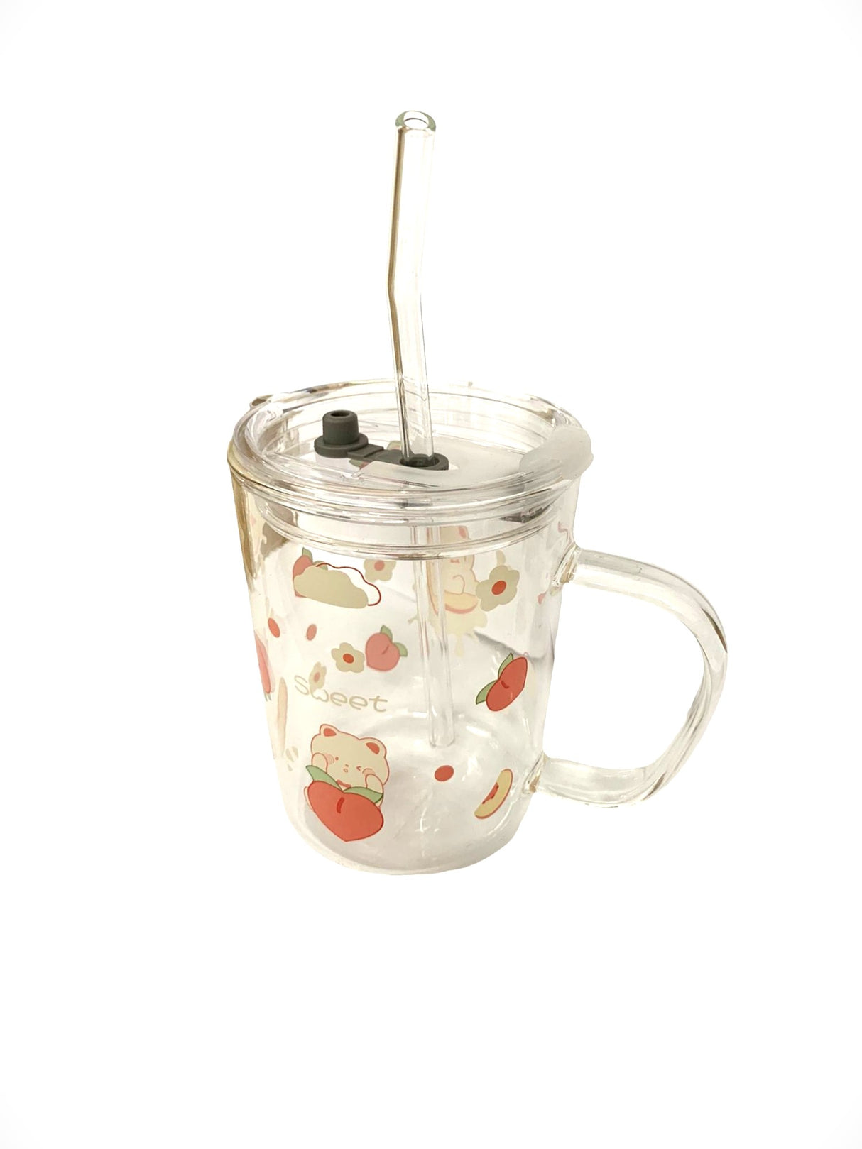 Cana cu Maner si Pai din sticla , Inchidere Ermetica , 350 ml