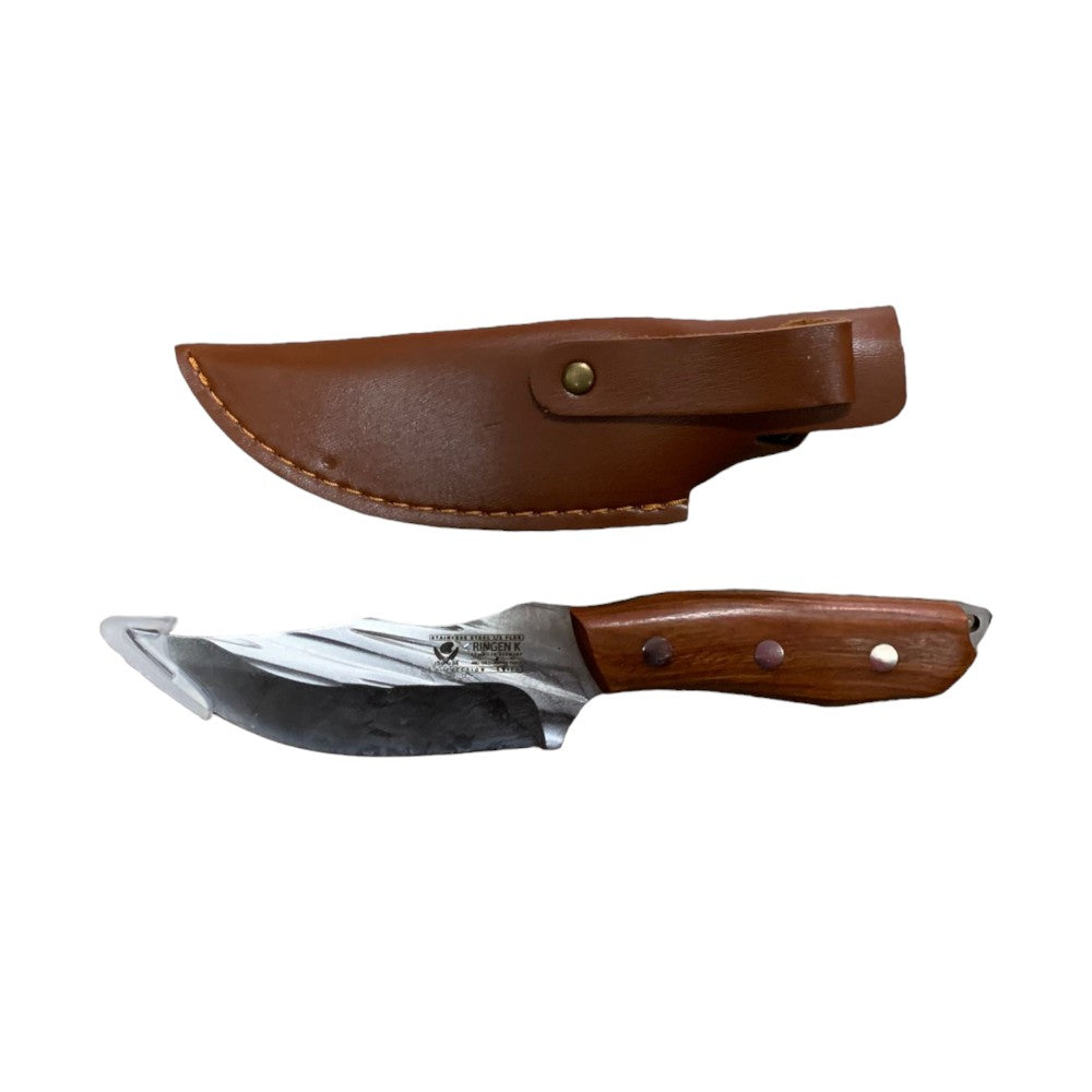 Cutit pentru Carne Otel inoxidabil, Maner de lemn si Husa din piele, 21 cm / 160g