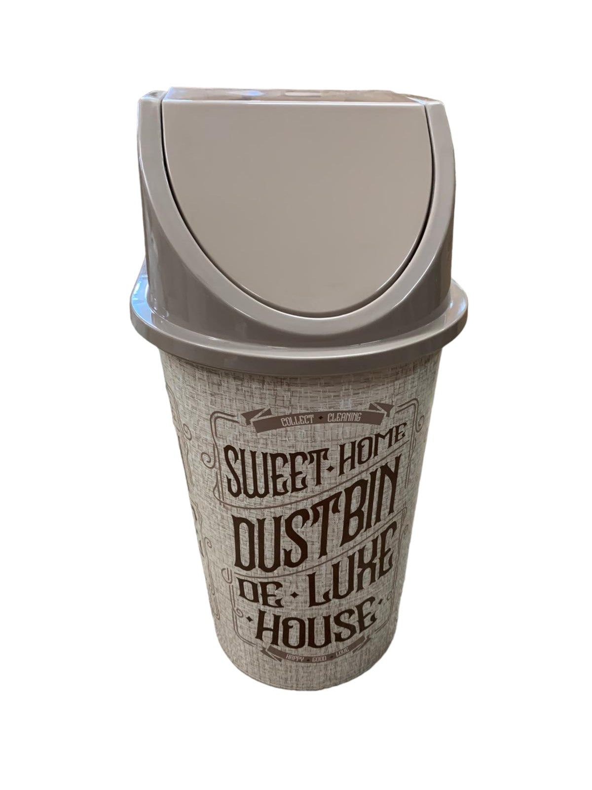 Cos de Gunoi din Plastic cu Capac Batant 18 l Maro 28x54 cm