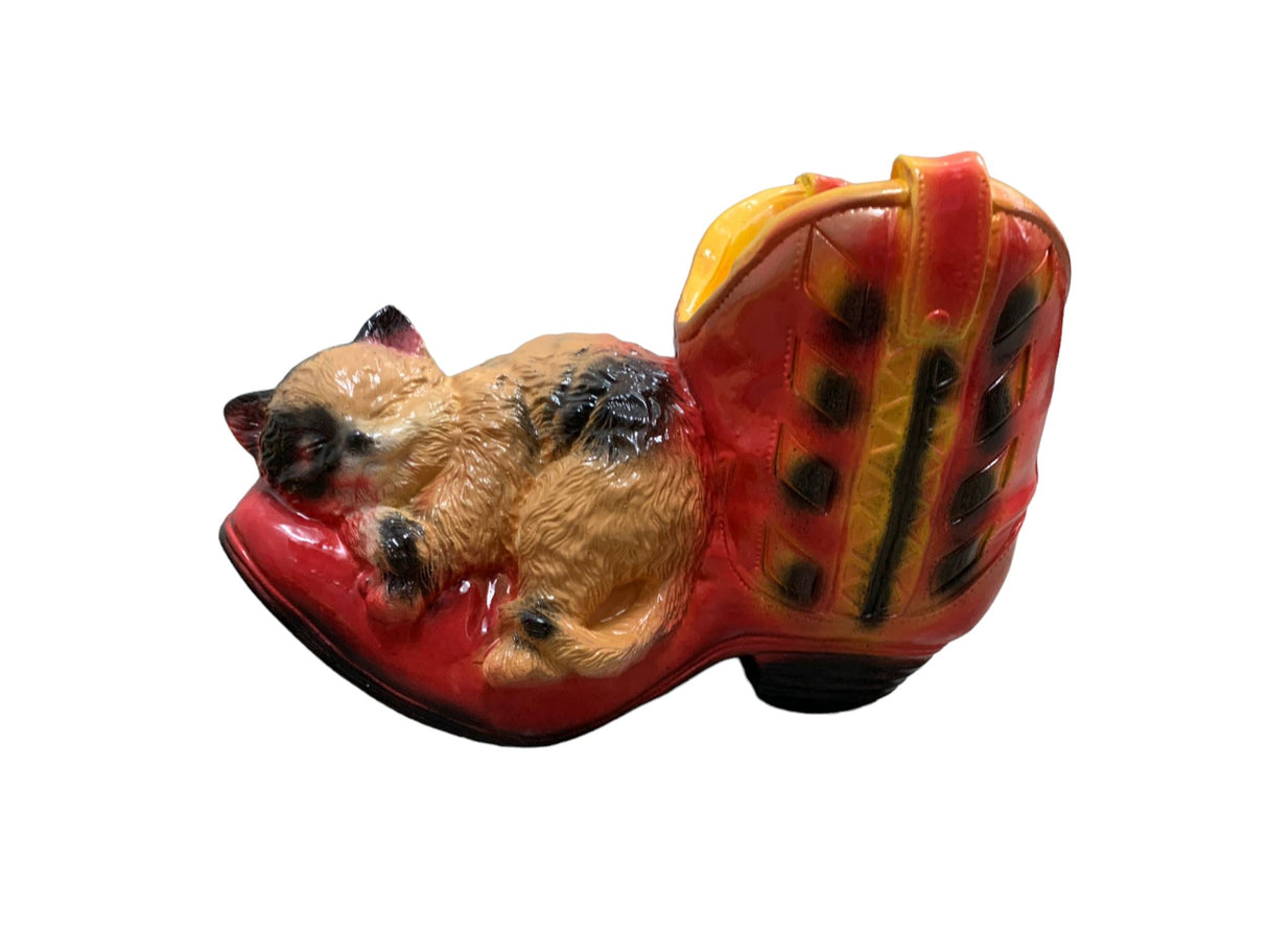 Ghiveci din Ceramica in forma de Bocanc cu Pisica,28x16x20 cm