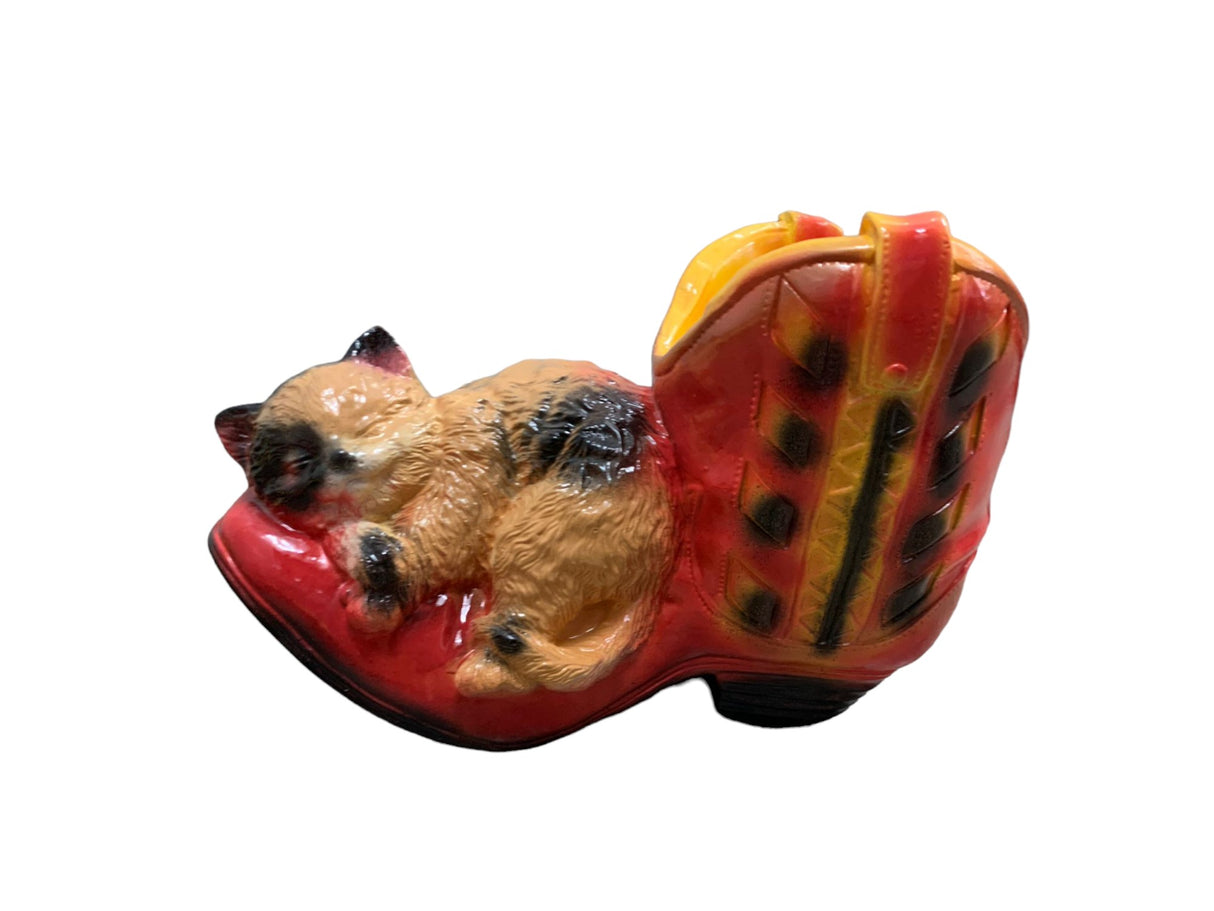Ghiveci din Ceramica in forma de Bocanc cu Pisica,28x16x20 cm