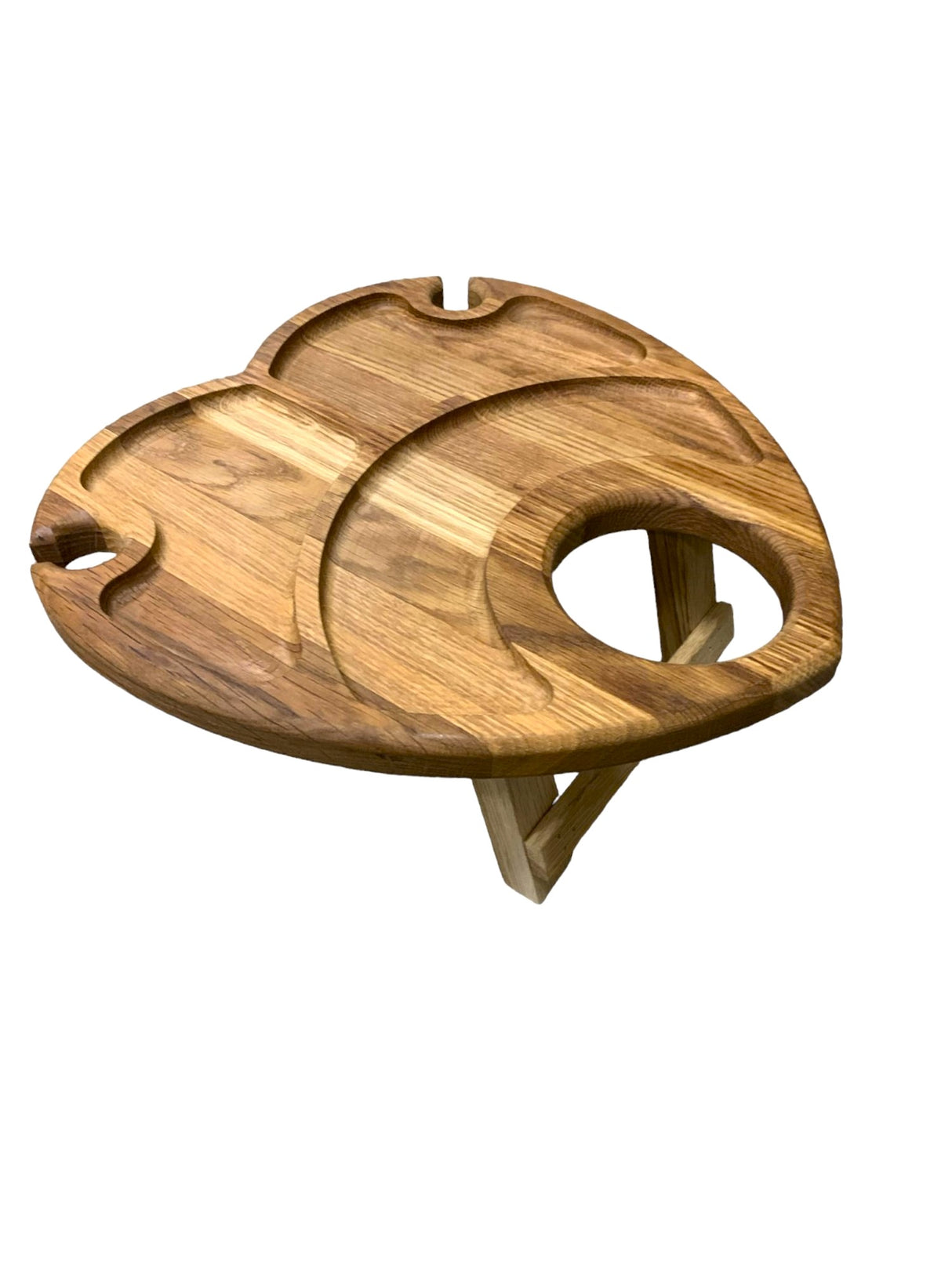 Platou de servire din Lemn cu picioare pliabile , forma Inima ,35x35x15 cm