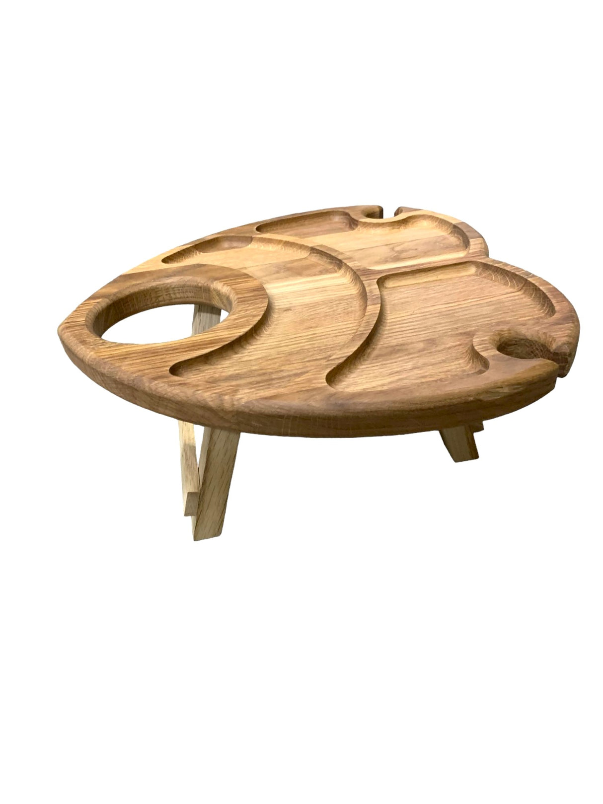 Platou de servire din Lemn cu picioare pliabile , forma Inima ,35x35x15 cm