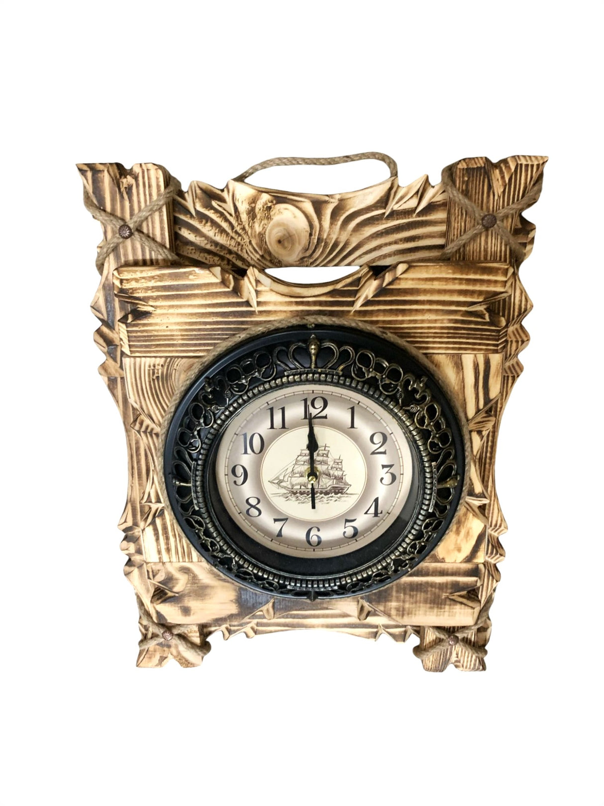 Ceas de perete Decorativ, Lemn si Plastic si Metal, 50x38 cm