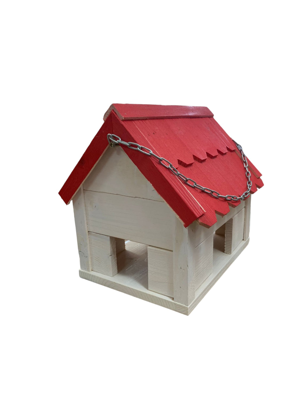 Căsuță pentru păsări lemn cu acoperis rosu