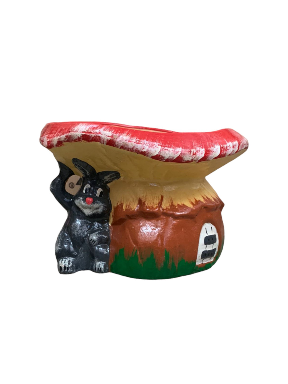 Ghiveci Ciuperca cu iepuras,Polirasina, 24x18 cm