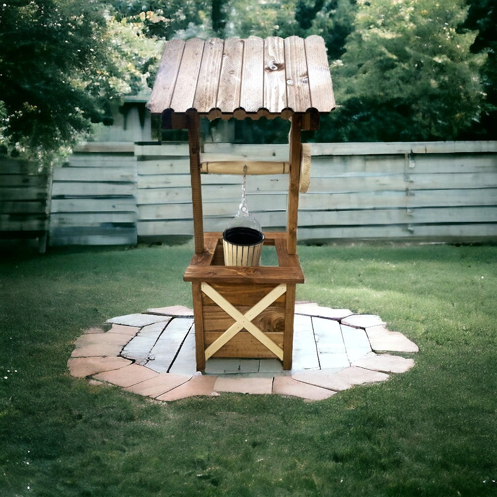 Decoratiune Rustica pentru Gradina, Fantana, Lemn, 90x33x33 cm