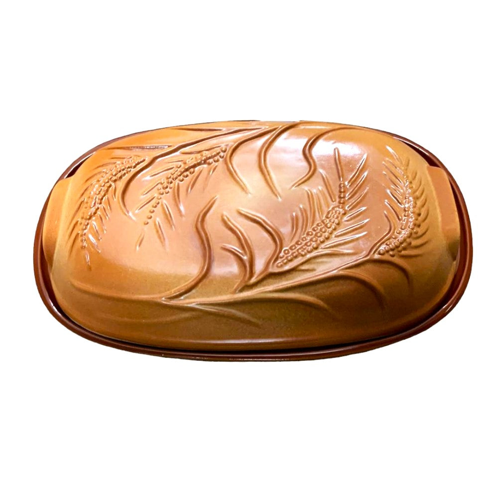 Vas din Lut pentru Sarmale , cu Capac, Model Spic de grau, 4L