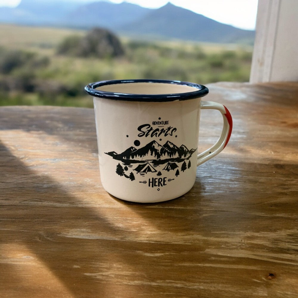 Cana Metalica Emailata, model Munte/Mare/Moto , 350 ml