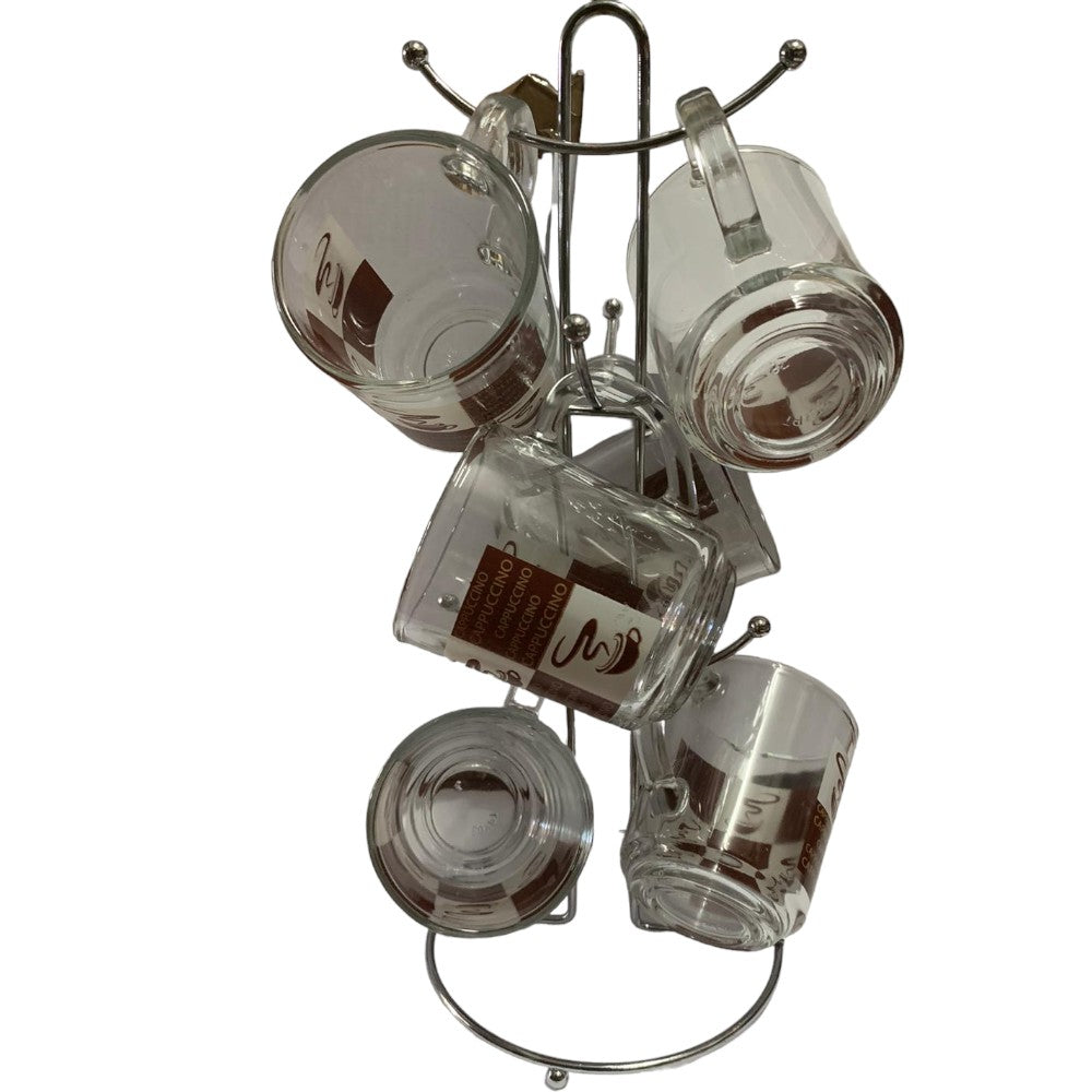 Set cu 6 Cesti / 6 Cani si Suport Metalic