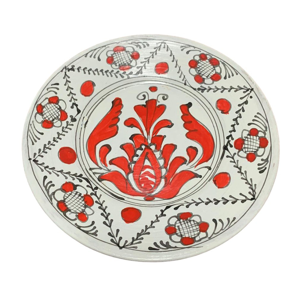 Farfurie Decorativa din ceramica de Corund,Pictata Manual, 13 cm / 24 cm