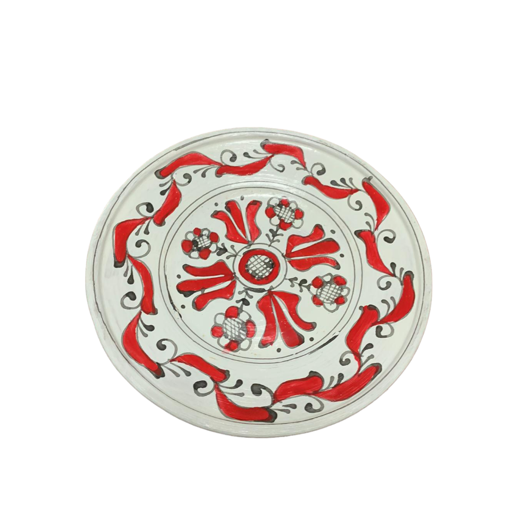 Farfurie Decorativa din ceramica de Corund,Pictata Manual, 13 cm / 24 cm