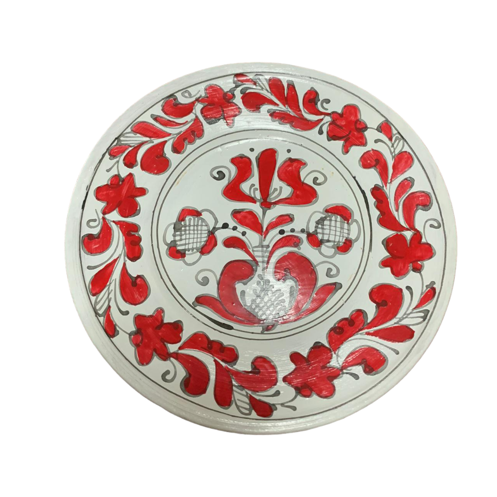 Farfurie Decorativa din ceramica de Corund,Pictata Manual, 13 cm / 24 cm