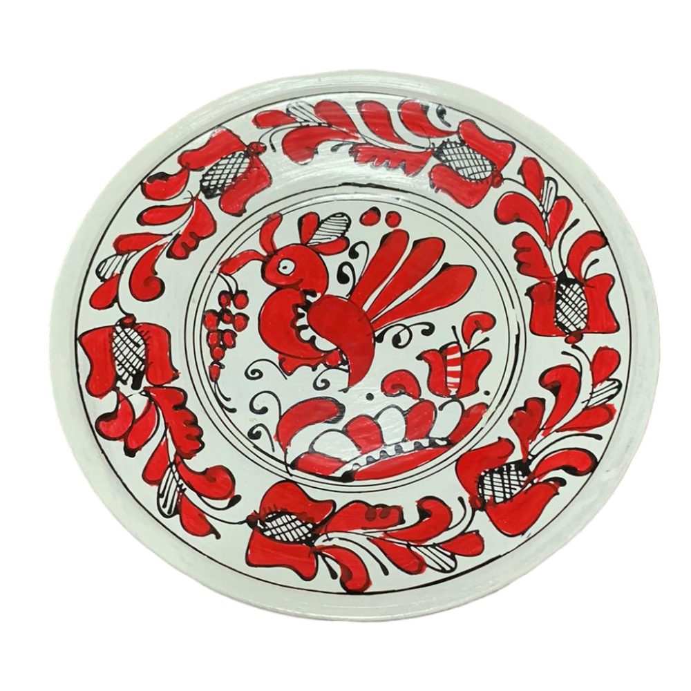 Farfurie Decorativa din ceramica de Corund,Pictata Manual, 13 cm / 24 cm