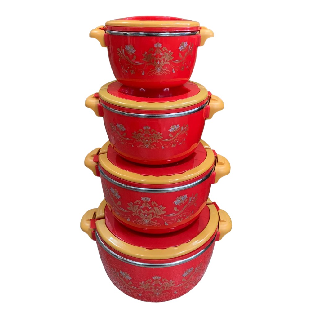 Set 4 caserole Termice, Plastic si Inox, 1L,2L,4L,6L