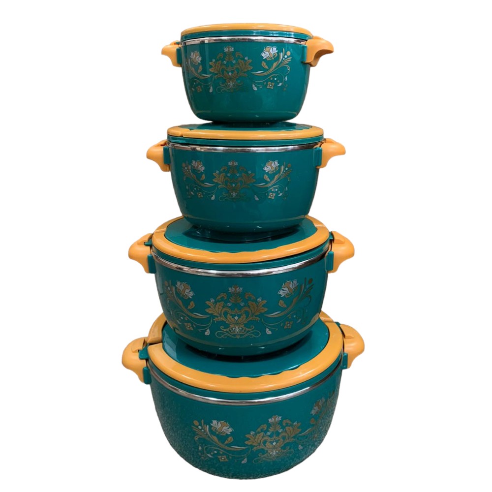 Set 4 caserole Termice, Plastic si Inox, 1L,2L,4L,6L