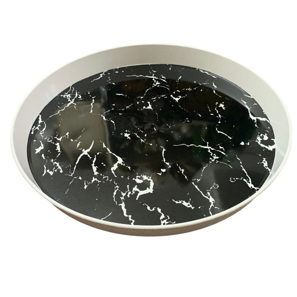 Tava Servire plastic, Rotunda, model Marmorat, 33x2.5 cm