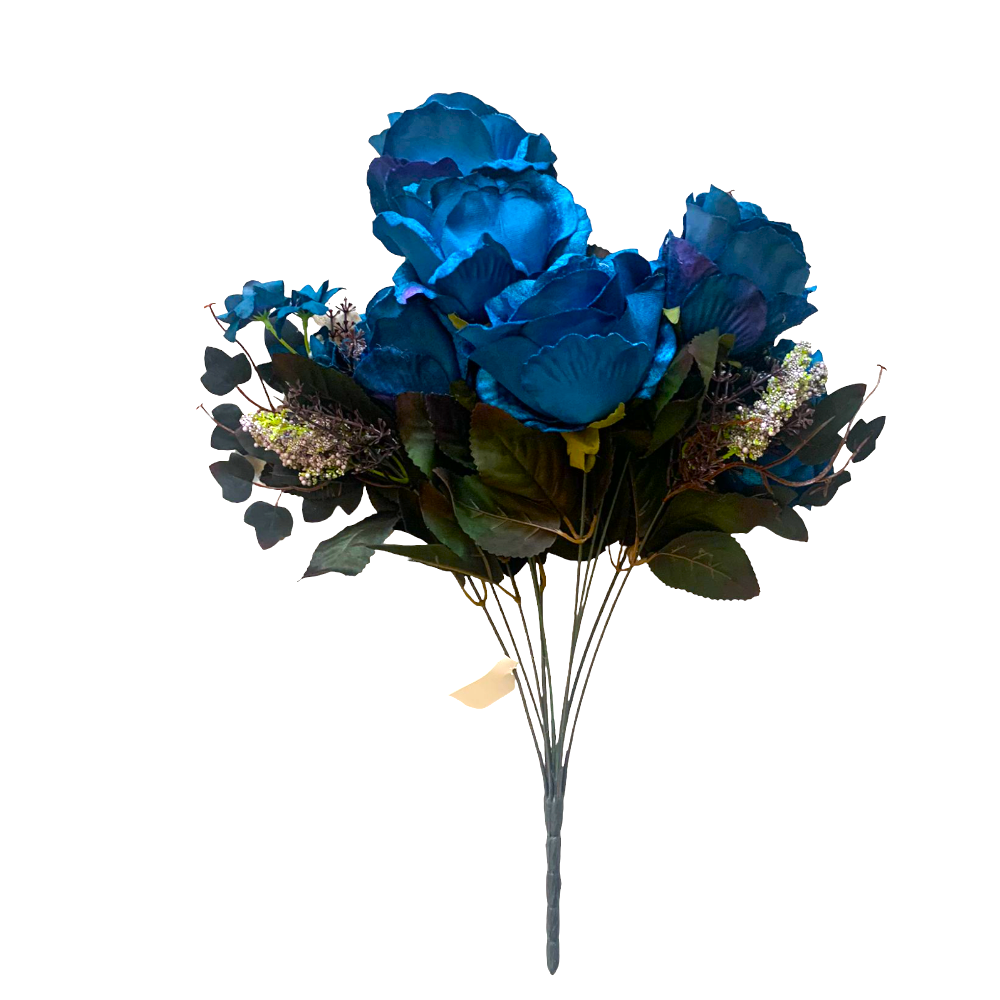 Buchet flori artificiale, Mix Trandafiri si Hortensie, 55 cm