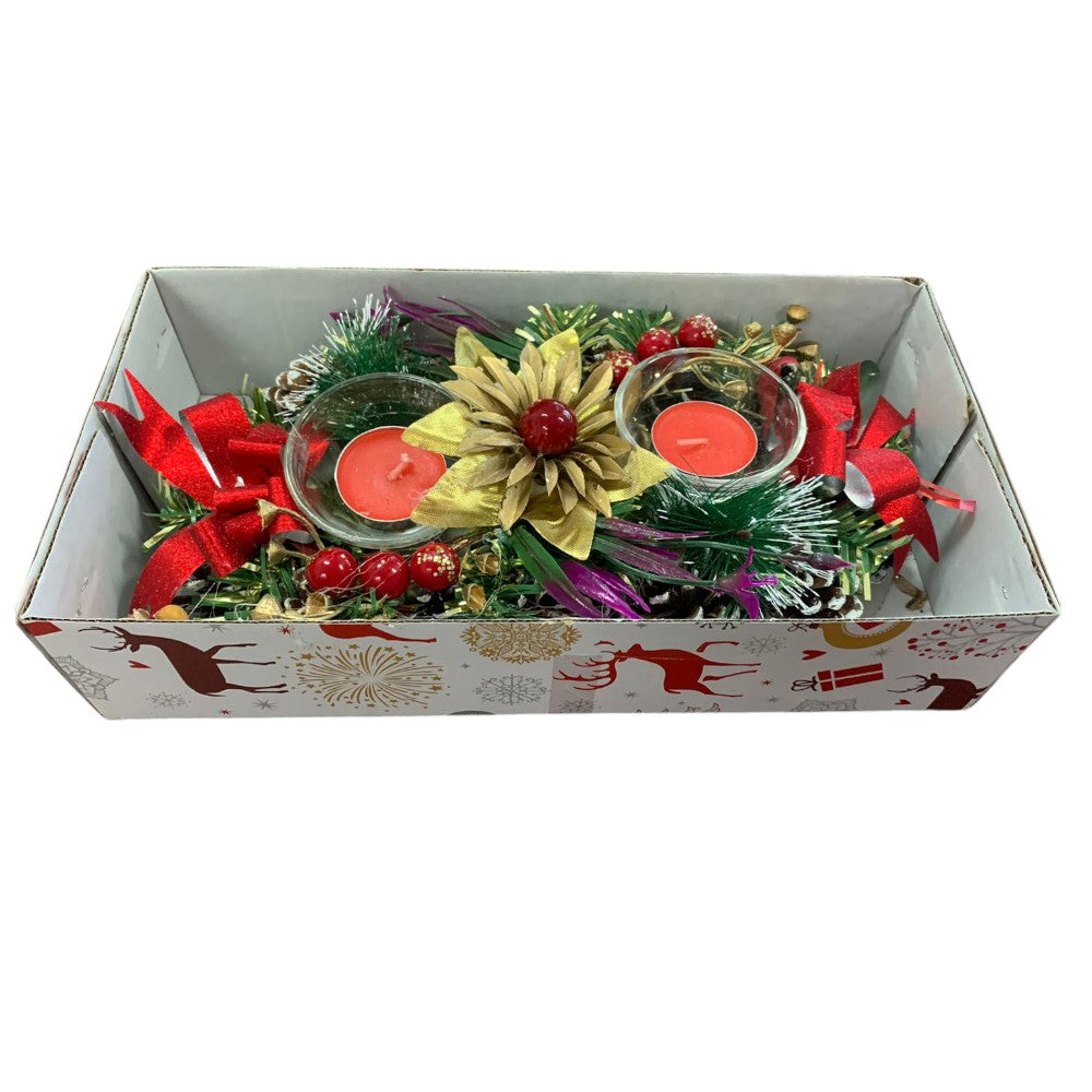 Decor pentru masa de Craciun cu lumanari , 28x13 cm
