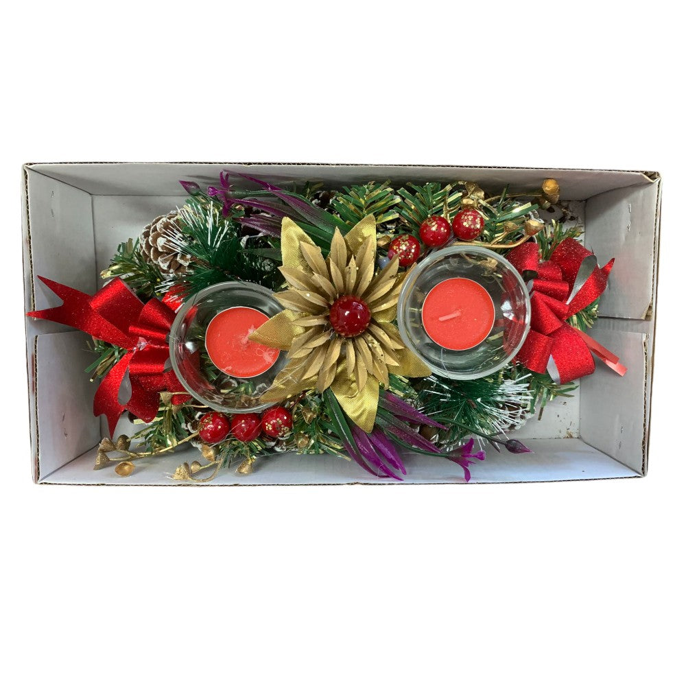 Decor pentru masa de Craciun cu lumanari , 28x13 cm