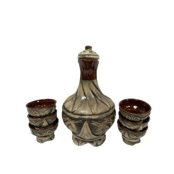 Set pentru servire bauturi, Ceramica,Lampa lui Aladin cu 6 pahare , 150 ml
