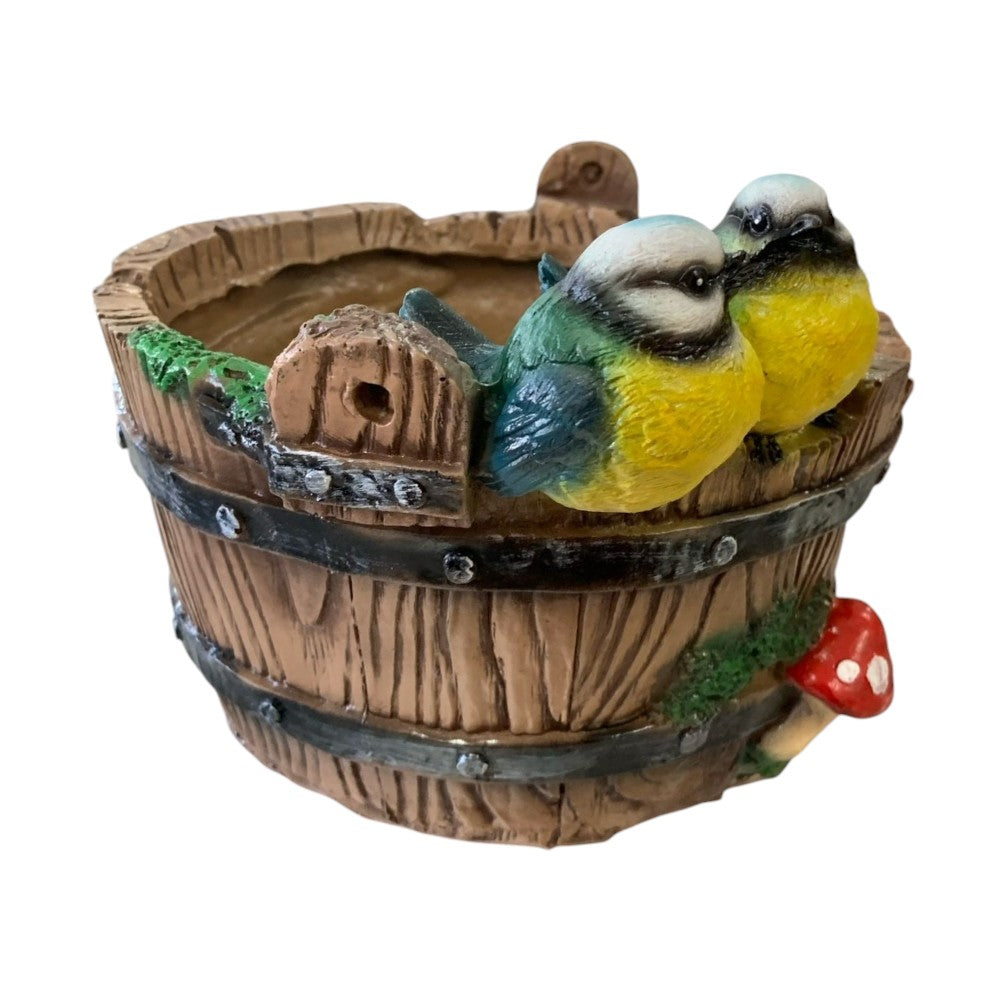 Ghiveci decorativ, Model 2 Pasari, Pictat Manual, Polirasina,22x17 cm