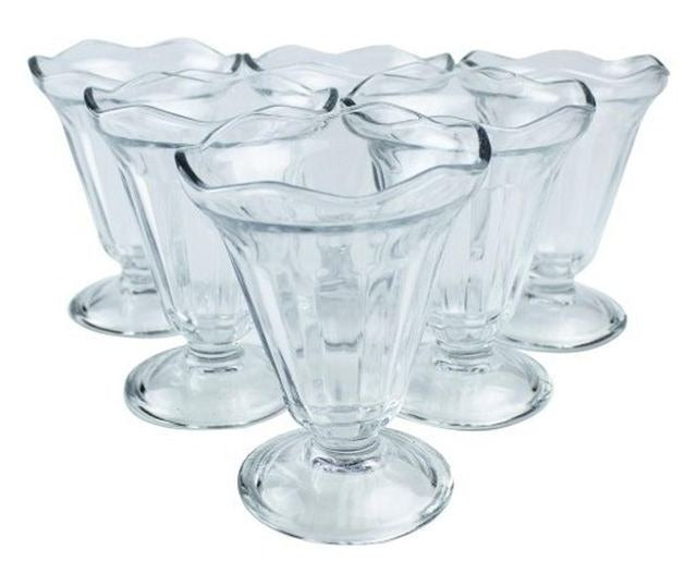 Set 6 cupe cu picior din sticla pentru Inghetata, 235 ml