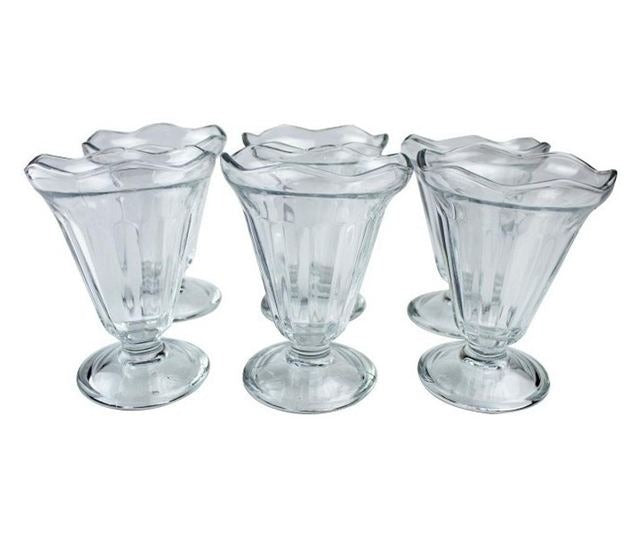 Set 6 cupe cu picior din sticla pentru Inghetata, 235 ml