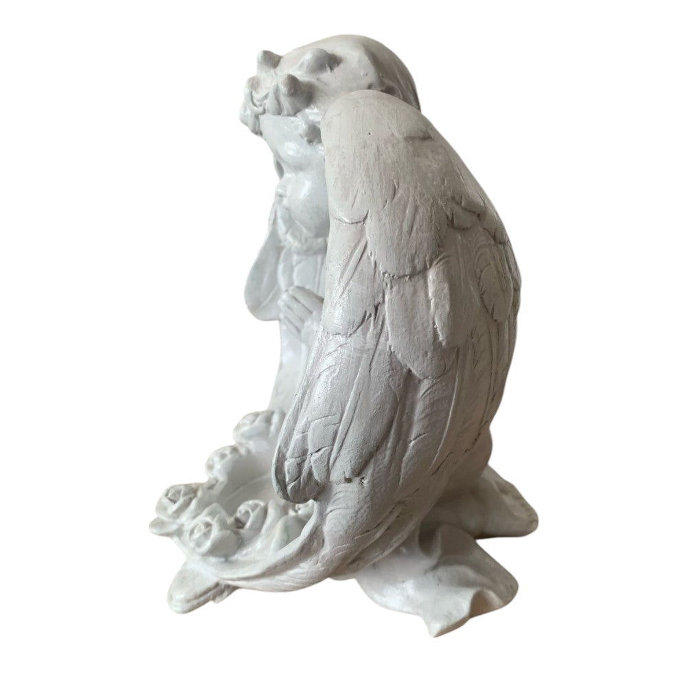 Decoratiune Ingeras, lucrata manual din Ipsos,cu suport de lumanare 22x17cm