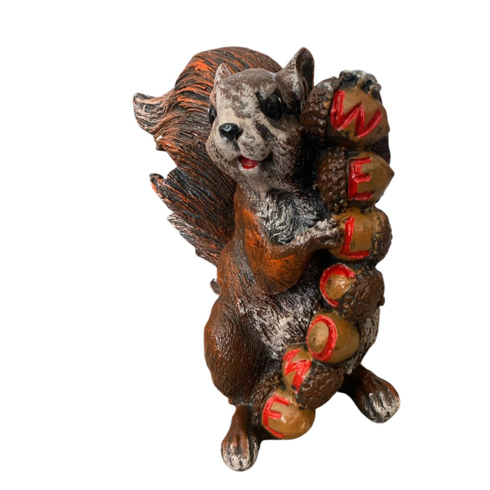 Decoratiune/Figurina de gradina veverita Welcome, Ceramica,Pictat , 27 cm