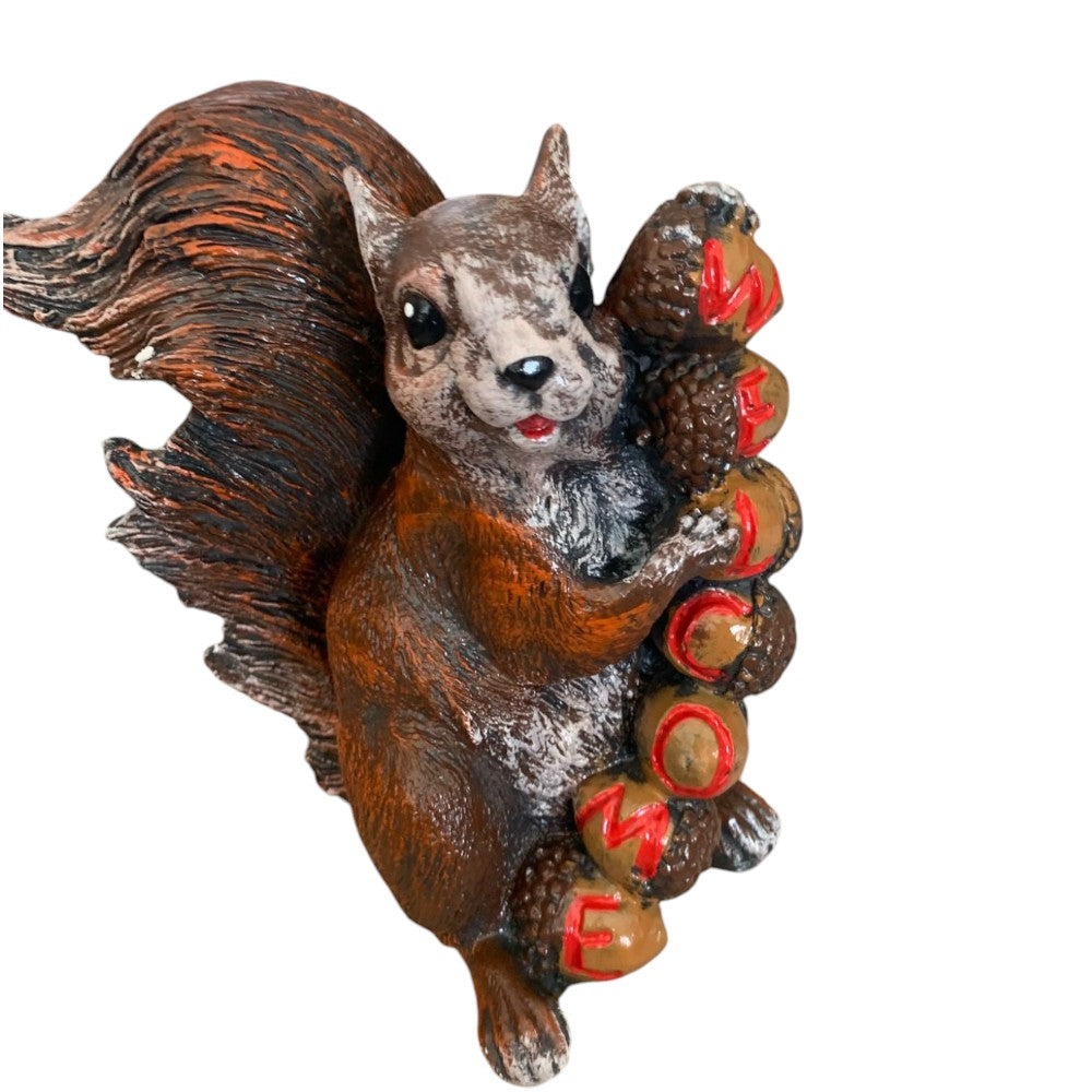Decoratiune/Figurina de gradina veverita Welcome, Ceramica,Pictat , 27 cm