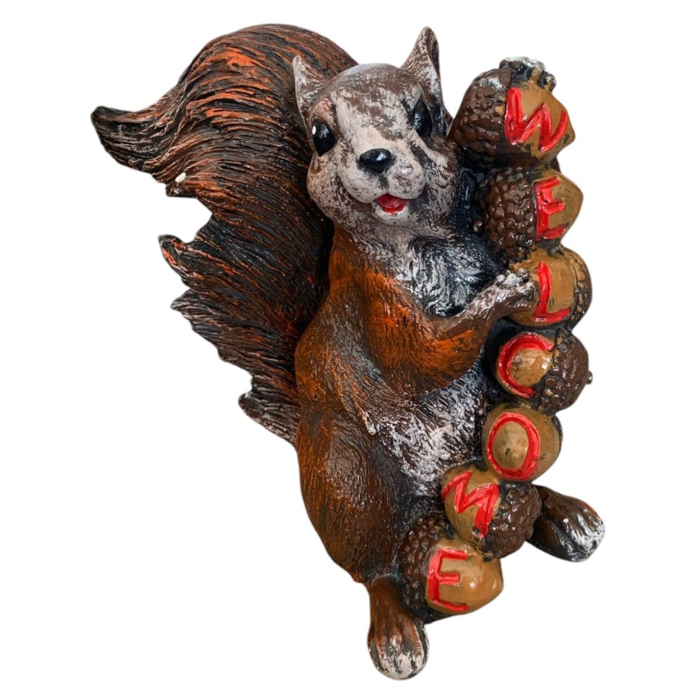 Decoratiune/Figurina de gradina veverita Welcome, Ceramica,Pictat , 27 cm