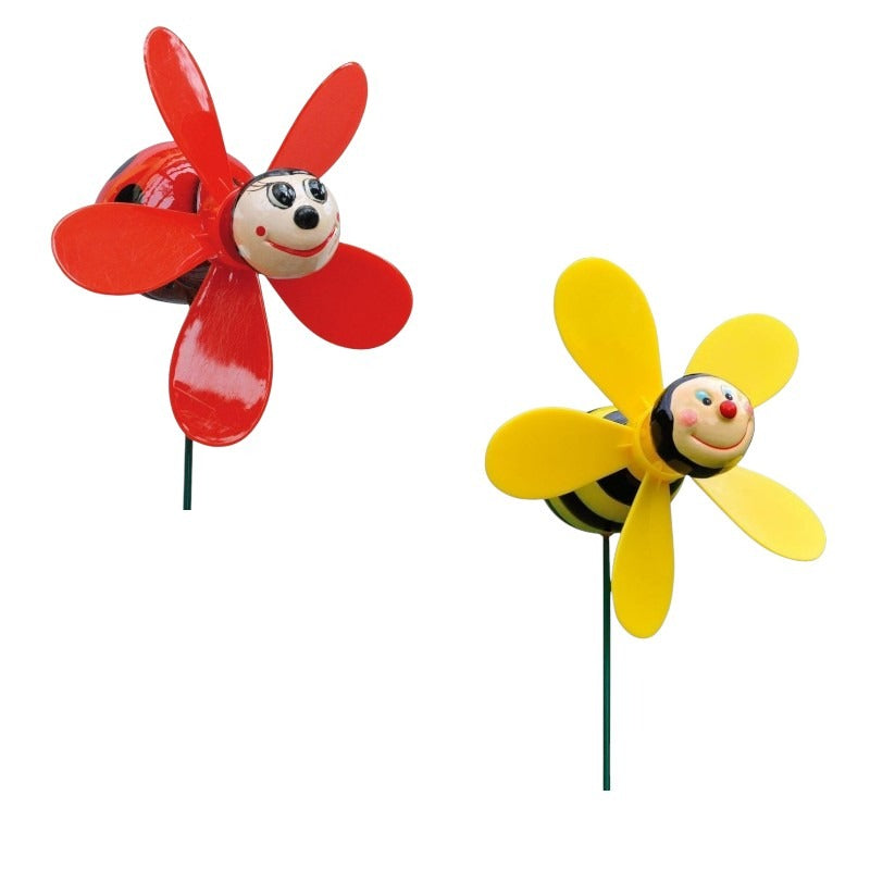 Set de 2 Moristi de Vant ,Decor Gradina ,Albnina si Buburuza ,11 x 12 cm