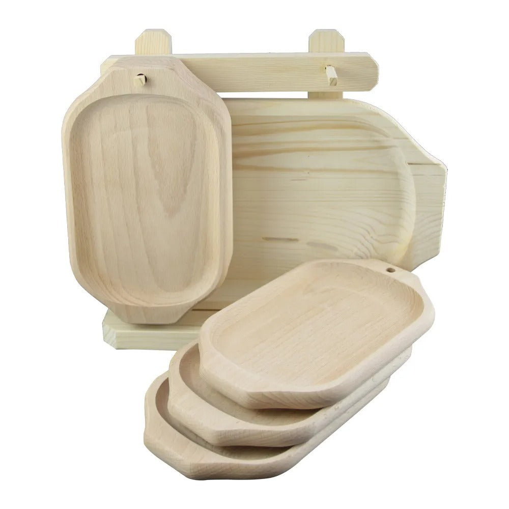 Set 7 Platouri dreptunghiulare pe suport de lemn