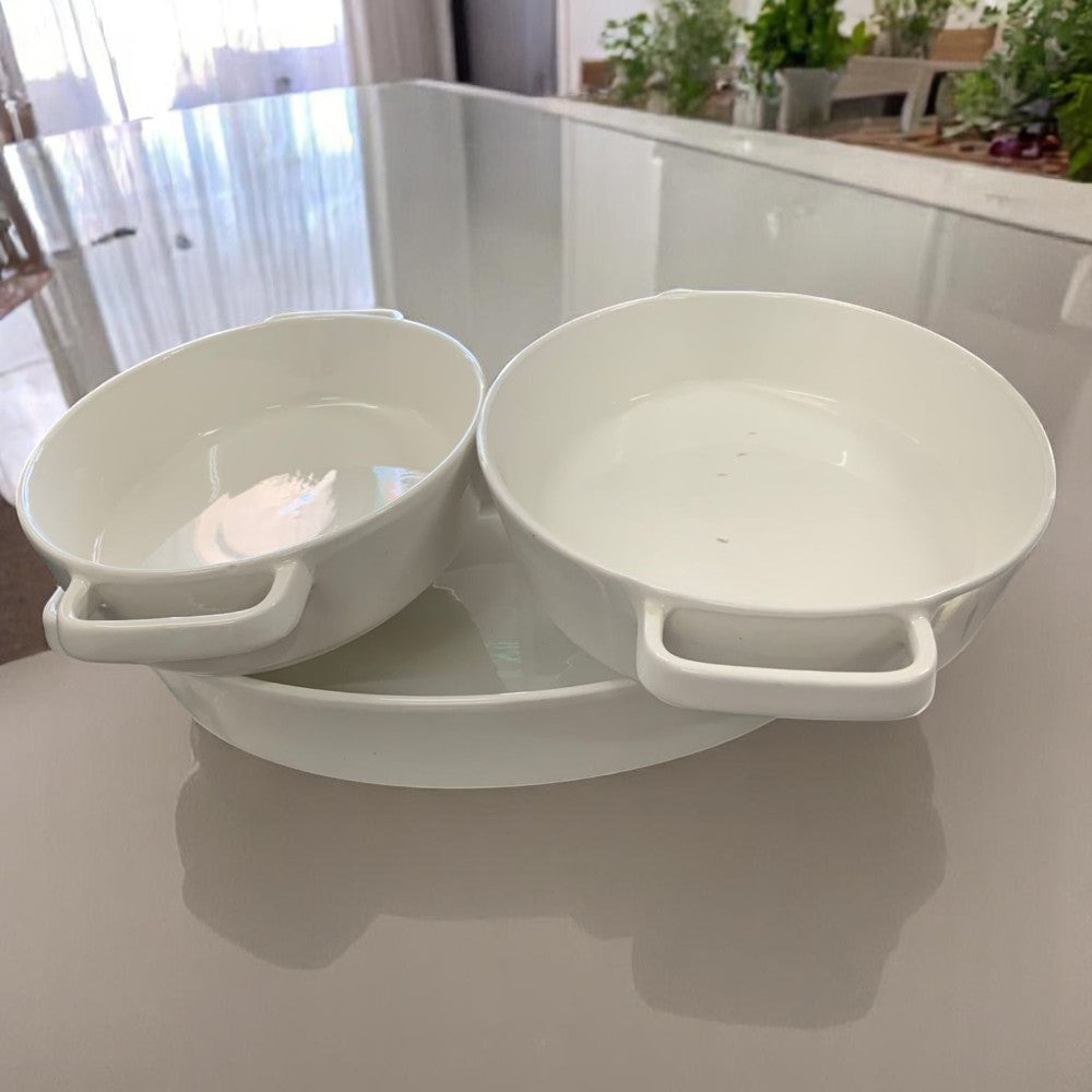 Set 3 tavi Ovale Ceramica pentru cuptor, Alb